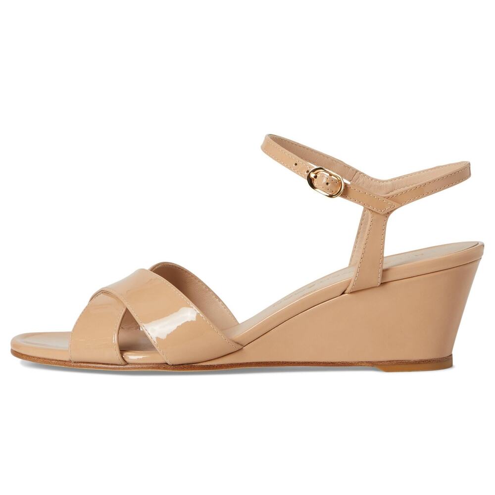 STUART WEITZMAN DAYNA DEMI WEDGES FOR WOMEN -LEATHER INSOLE ADOBE 9 - Picture 4 of 7